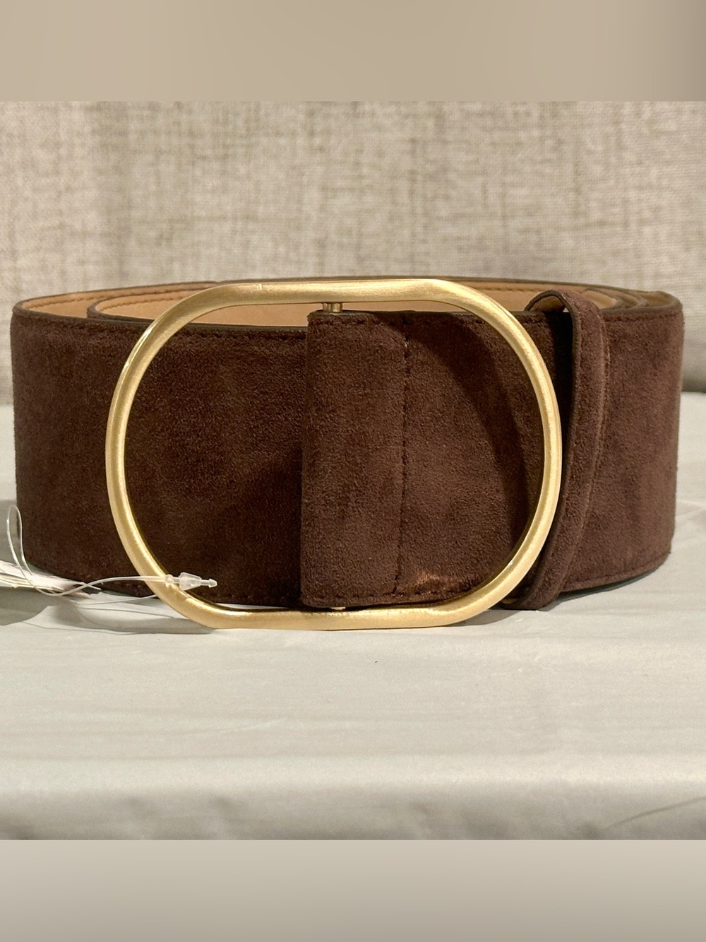 Banana Republic Brown Suede Wide Belt Gold Buckle Size L Fits M/L NWT 2.5"